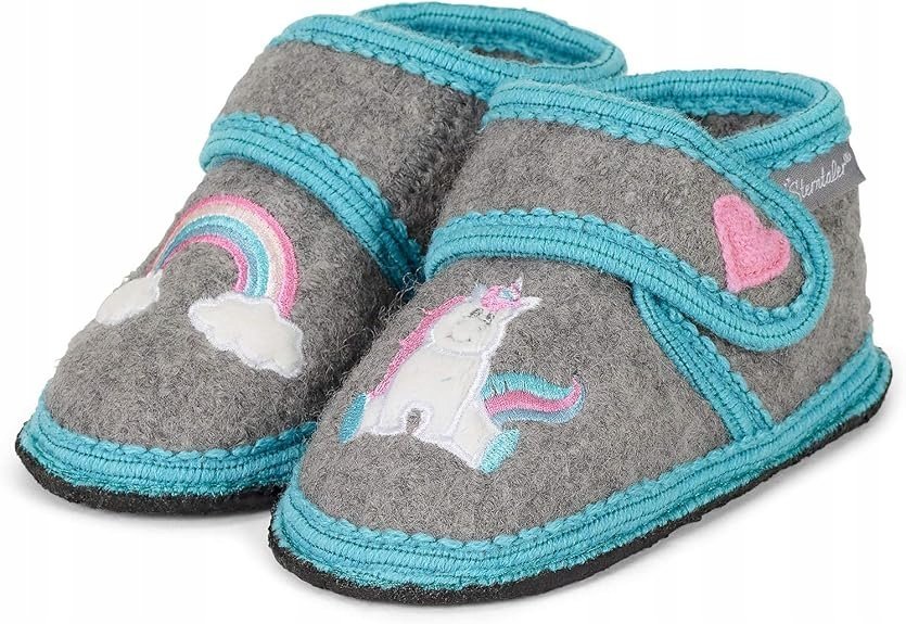 STERNTALER SZARE KAPCIE DZIECIĘCE Z NASZYWKĄ JEDNOROŻCA I TĘCZY 19/20 6AA