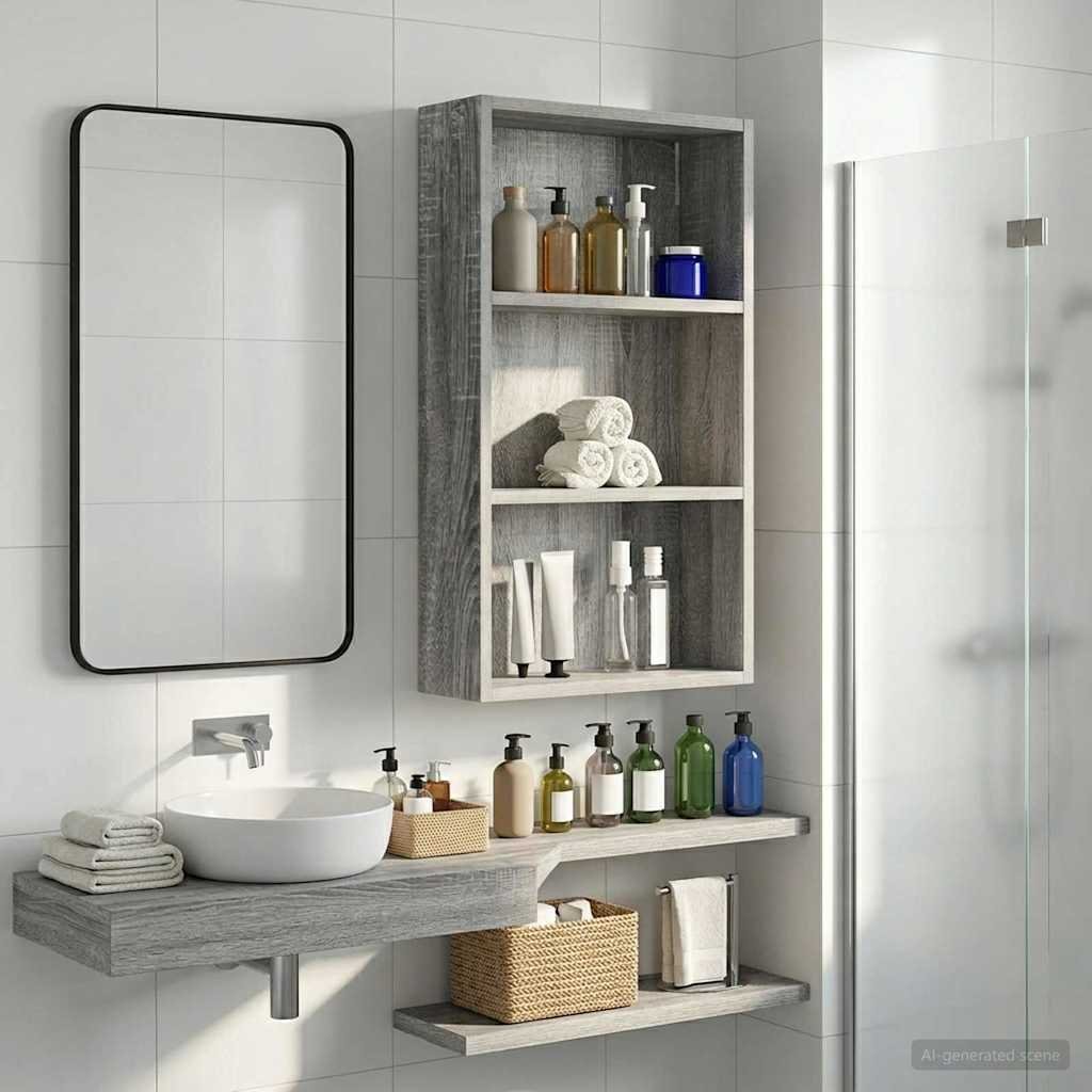 vidaXL vidaXL Szafka ścienna łazienkowa z półką Szary Sonoma 40 x 14 x 70 cm