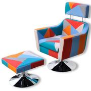 Fotele - vidaXL Regulowany, patchworkowy fotel do oglądania TV z podnóżkiem - miniaturka - grafika 1