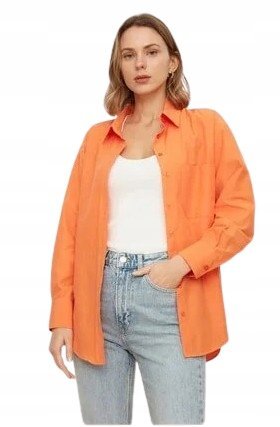 TRENDYOL POMARAŃCZOWA KLASYCZNA KOSZULA Z GUZIKAMI DŁUGI RĘKAW 42 5_A