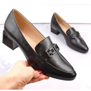 Półbuty damskie na niskim obcasie czarne Vinceza 58274 - Półbuty damskie - miniaturka - grafika 1