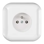 Gniazdka elektryczne - Gniazdo pojedyncze z uziemieniem białe Topaz - miniaturka - grafika 1