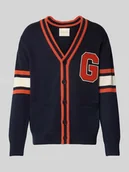 Swetry męskie - Kurtka z dzianiny z dekoltem w serek i wpuszczanymi kieszeniami - miniaturka - grafika 1