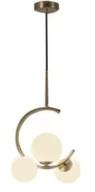 Lampy sufitowe - Sickle P3 - lampa nowoczesna mleczna kula złoty mosiądz - miniaturka - grafika 1