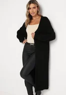 Swetry damskie - Czarny Długi Kardigan o Luźnym Kroju Mostiura - miniaturka - grafika 1