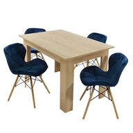 Stoły z krzesłami - Zestaw stół Modern 120 sonoma i 4 krzesła Eliot VELVET granatowe - miniaturka - grafika 1