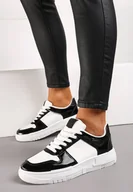 Moda i Uroda OUTLET - Czarne Sneakersy na Grubej Podeszwie ze Wstawkami z Brokatu Bizzala - miniaturka - grafika 1