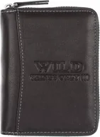 Portfele - Wild WILD skórzany porfel na suwak 708 czarny 708 - miniaturka - grafika 1