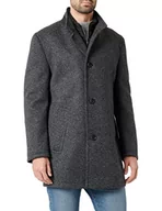 Płaszcze męskie - bugatti Męski płaszcz wełniany, czarny, 28 duże rozmiary krótki - miniaturka - grafika 1