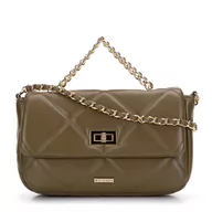 Torebki damskie - Damska torebka pikowana w kwadraty na łańcuszku mała zielona - miniaturka - grafika 1