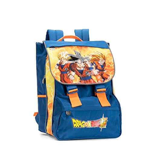 DRAGON BALL Plecak szkolny, z rozszerzeniem mieszki 9 cm, szeroki przedział, zamek błyskawiczny i kieszenie - Plecak Dziewczynka, 29x41x13,5 cm, niebieski, Taglia unica, Casual