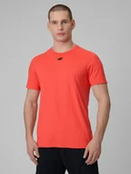 Koszulki sportowe męskie - 4F Koszulka treningowa regular szybkoschnąca męska - czerwona XXL - miniaturka - grafika 1