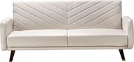 Sofy i kanapy - BELIANI Sofa rozkładana jasnobeżowa len syntetyczny 3-osobowa z funkcją spania - miniaturka - grafika 1