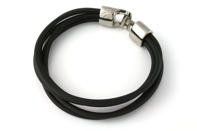 Bransoletka Czarne Kauczukowe Rzemyki Rock