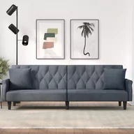 Sofy i kanapy - vidaXL Rozkładana kanapa z podłokietnikami, ciemnoszara, aksamitna - miniaturka - grafika 1
