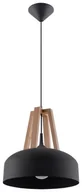 Lampy sufitowe - Sollux Lighting Lampa wisząca CASCO czarna/naturalne drewno - miniaturka - grafika 1