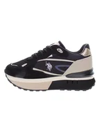 Trampki damskie - U.S. Polo Assn. Skórzane sneakersy w kolorze czarno-beżowym - miniaturka - grafika 1