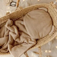 Kołdry i poduszki dla dzieci - Komplet Pościel Muślinowa Poduszka Kołderka 55x75 Beżowa - miniaturka - grafika 1