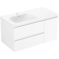Szafki łazienkowe - Mexen Rivel szafka łazienkowa 90 cm z umywalką Vela lewą, 2S, 1D, ryflowana, biała mat - 91A23-09047-3-BBFFF01-W23L01 - miniaturka - grafika 1