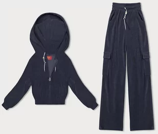 KOMPLET DAMSKI BLUZA + SPODNIE TYPU CARGO GRANATOWY (AMG-322A) - LHD - Komplety damskie - miniaturka - grafika 1