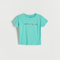 Bluzki dla niemowląt - Reserved - T-shirt z napisem - turkusowy - miniaturka - grafika 1