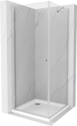 Kabiny prysznicowe - Mexen Pretoria kabina prysznicowa uchylna 70x70 cm, transparent, chrom + brodzik Flat - 852-070-070-01-00-4010 - miniaturka - grafika 1