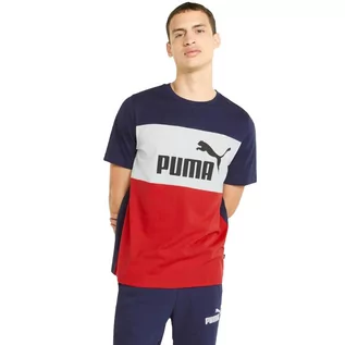 Koszulki męskie - Puma Koszulka Męska T-Shirt Ess+ Colorblock Tee Navy 848770 06 L - grafika 1