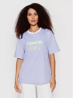 Koszulki i topy damskie - Converse T-Shirt 10023937-A04 Fioletowy Loose Fit - grafika 1