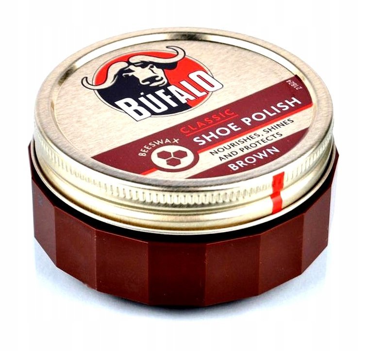 G9-25 BRĄZOWY KREM DO OBUWIA Z WOSKIEM PSZCZELIM PASTA DO BUTÓW BUFALO 75ml