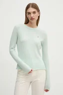 Swetry damskie - Tommy Hilfiger sweter damski kolor turkusowy lekki WW0WW44161 - miniaturka - grafika 1