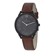 Paski - Pierre Cardin Zegarek analogowy unisex Pigalle plissée ze skórzanym paskiem, brązowy/czarny, Pasek - miniaturka - grafika 1