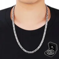 Łańcuszki - Męski Łańcuszek Srebrny Splot Królewski Wytrzymały Łańcuch Prezent + Gratis - miniaturka - grafika 1