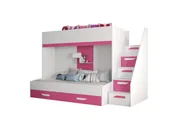 Łóżka dla dzieci i młodzieży - Abiks Łóżko piętrowe Antresola PARTY 16 biały + różowe - miniaturka - grafika 1