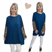 Bluzki damskie - STYLOWA TUNIKA PANTERKA luźna bluzka biodra bawełna 50 52 5XL 6XL 3243 - miniaturka - grafika 1