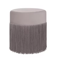 Taborety i hokery - Beliani Puf z frędzlami 36 cm beżowy VIRGINIA - miniaturka - grafika 1