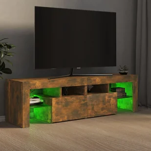 Lumarko Szafka TV z oświetleniem LED, opalany dąb, 140x36,5x40 cm - Szafki RTV - miniaturka - grafika 6