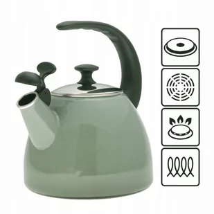 Czajnik imbryk emaliowany z gwizdkiem automat 2,5L - Czajniki na gaz - miniaturka - grafika 1