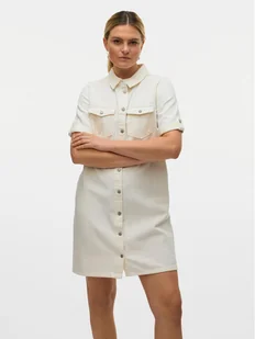 Vero Moda Sukienka jeansowa Jennie 10309665 Biały Regular Fit - Sukienki - miniaturka - grafika 1