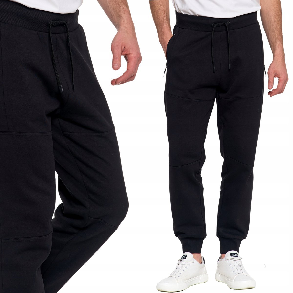 MOCNE OCIEPLANE SPODNIE MĘSKIE DRESOWE JOGGERY BAWEŁNIANE MORAJ BLACK L BLACK