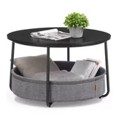 Ławy i stoliki kawowe - Songmics Duży stolik kawowy z gazetnikiem czarno-szary - miniaturka - grafika 1