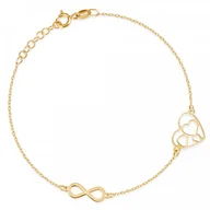 Bransoletki - Murrano Srebrna Bransoletka Złocona 925 Serce Nieskończoność Grawer YB-107 - miniaturka - grafika 1