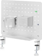 Akcesoria na biurko - Spacetronik - Organizer biurkowy z blachy perforowanej - Organizer biurowy na słuchawki - Organizer biurkowy na akcesoria - Uchwyt na biurko - Perforowane akcesoria ścienne - 42 cm x 47,7 cm - Biały - miniaturka - grafika 1