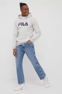 Fila bluza męska kolor szary z kapturem z nadrukiem - Bluzy męskie - miniaturka - grafika 1