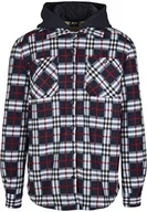 Bluzy męskie - Urban Classics Męska bluza z kapturem z polaru, granatowy/czerwony, 4XL - miniaturka - grafika 1