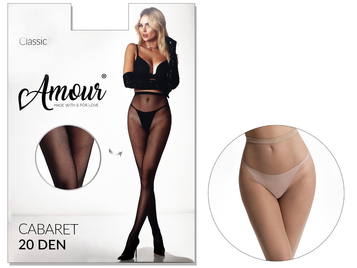 Rajstopy kabaretki bezszwowe gęsta siateczka 20Den CABARET Beige 3-4