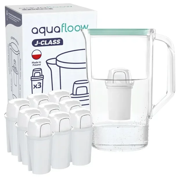 Dzbanek filtrujący plastikowy AquaFloow J-CLASS 2,5l miętowy + 10x filtr