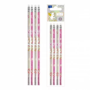 Starpak Ołówek z gumką Unicorn 490989 4 szt. - Przybory szkolne - miniaturka - grafika 1