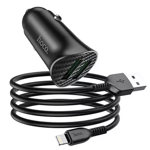 Hoco ładowarka samochodowa 2 x USB QC3.0 18W + kabel do Iphone Lightning 8-pin Farsighted Z39 czarna - Ładowarki samochodowe - miniaturka - grafika 1