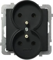 Gniazdka elektryczne - Ospel Ospel Sonata czarny - gniazdo podwójne +0 do ramki GP-2RRZ/m/33 - miniaturka - grafika 1