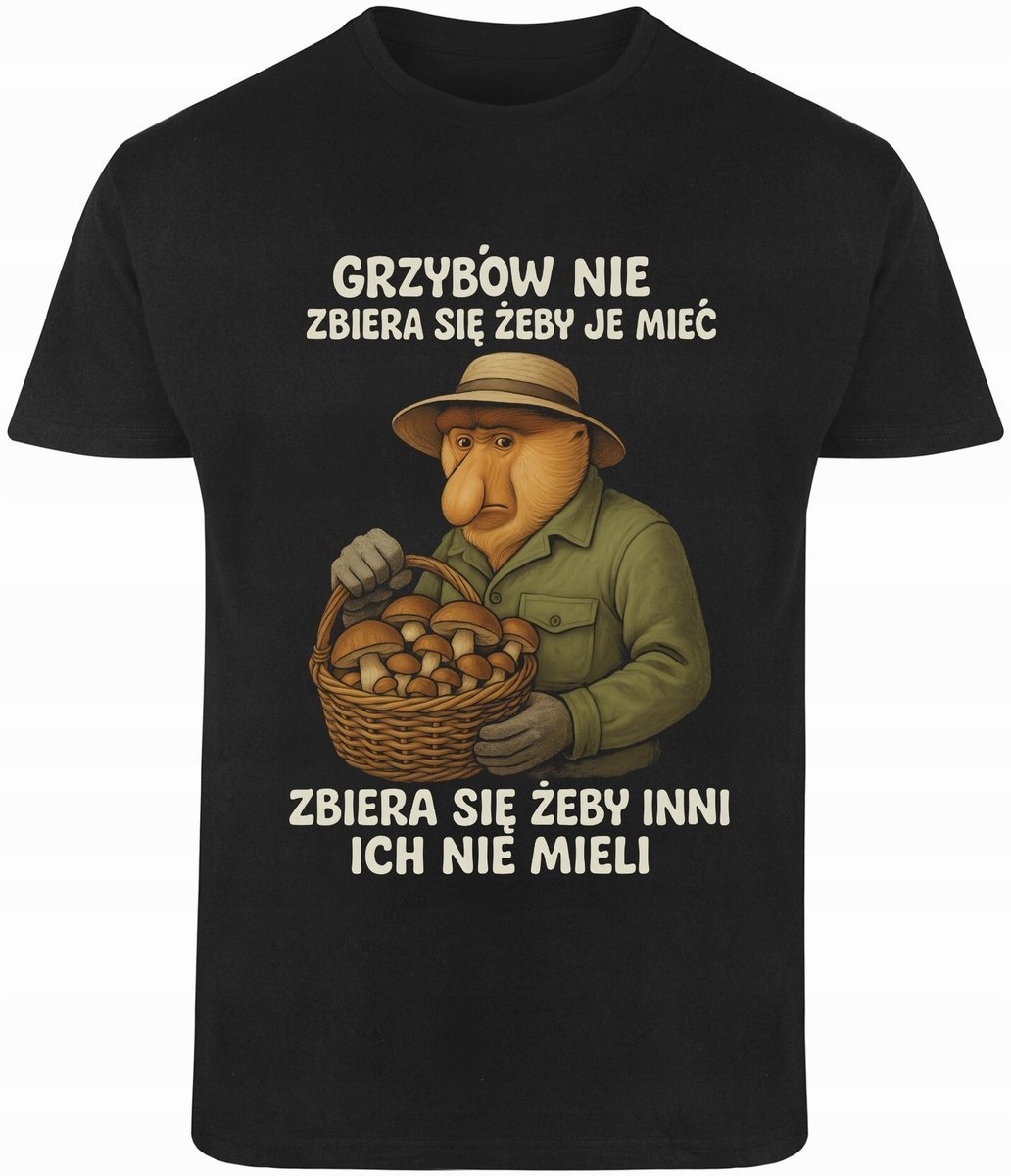 Prezent dla Grzybiarza borowiki Grafika grzyb Koszulka czarna R-3XL A1024